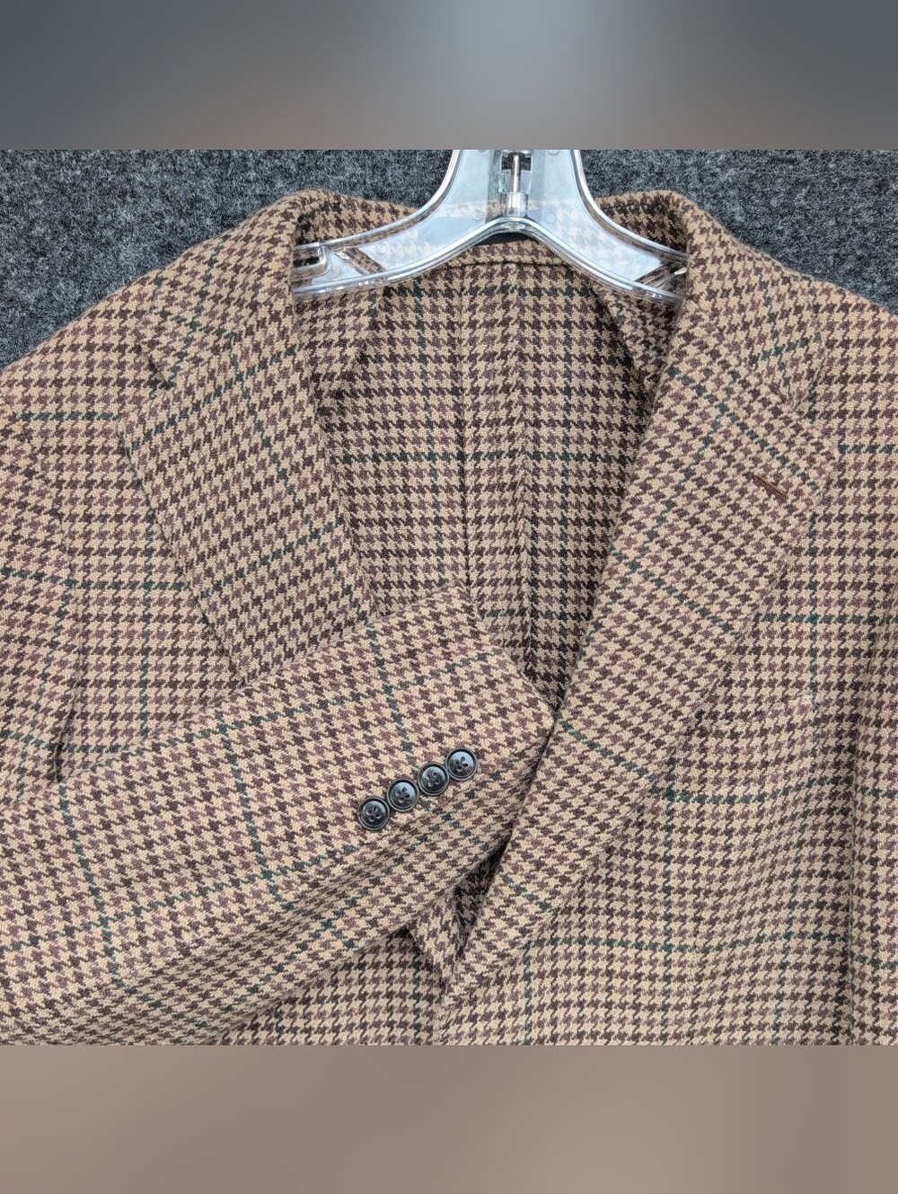 Todd Snyder Jacket Mens 38S Brown Houndstooth Green Windowpane Italian Wool